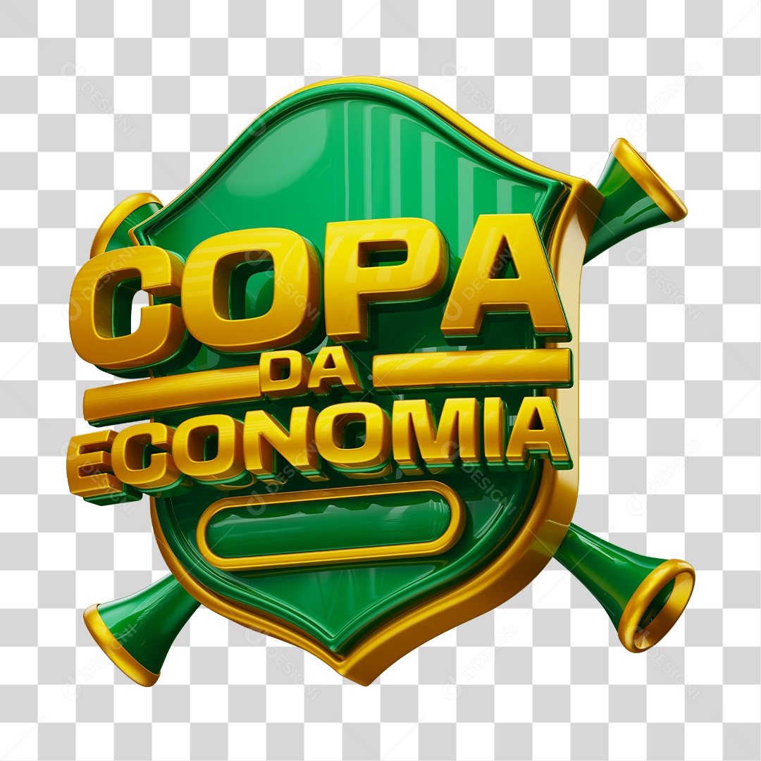 Selo 3D Copa da Economia Para Composição PNG Transparente