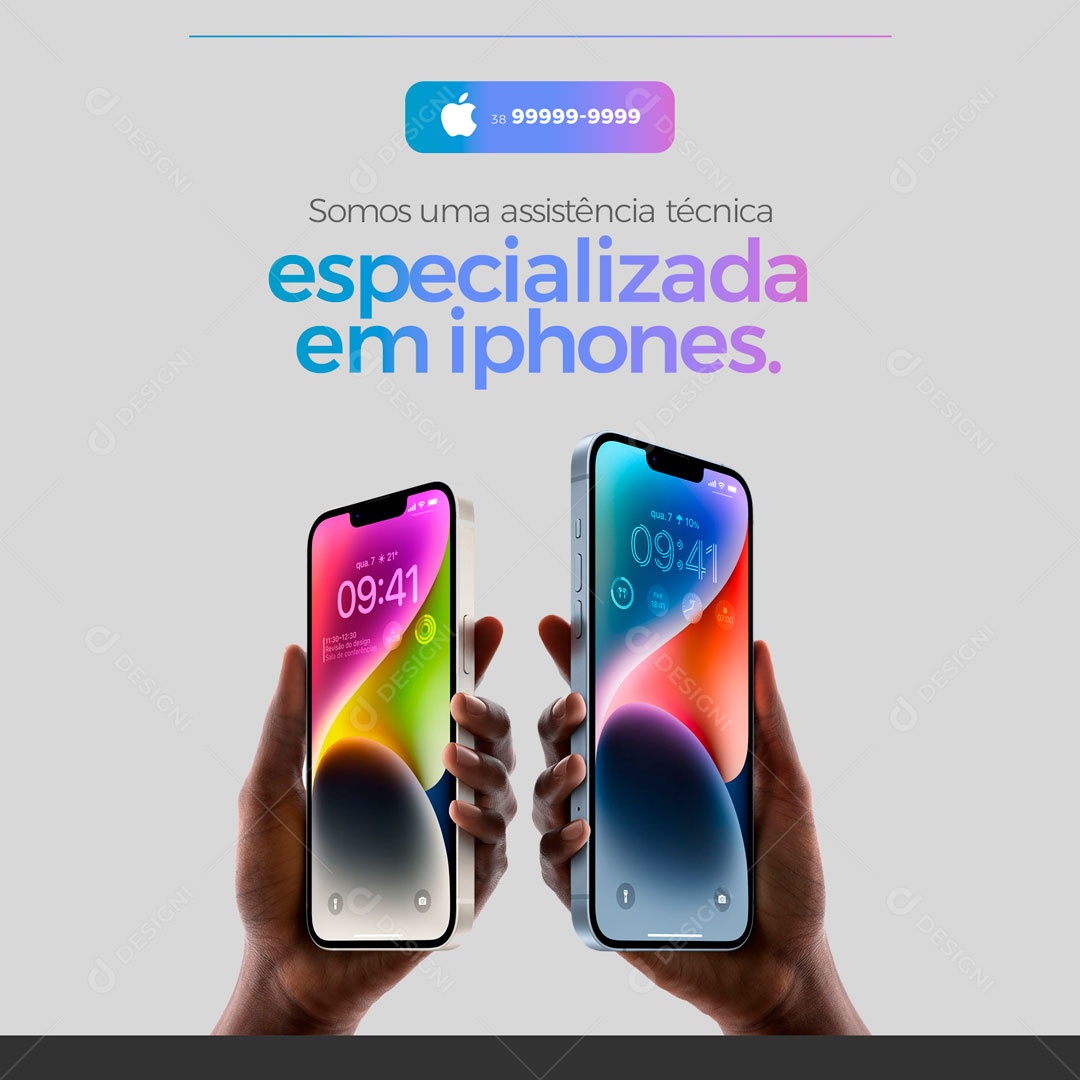 Assistência Técnica Especializada em Iphones Social Media PSD Editável