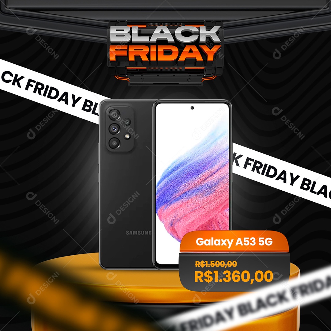 Black Friday Galaxy A53 5G Loja Celulares Social Media PSD Editável