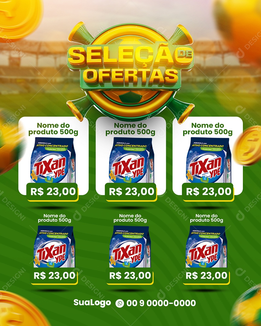 Encarte de Supermercado Seleção de Ofertas Social Media PSD Editável