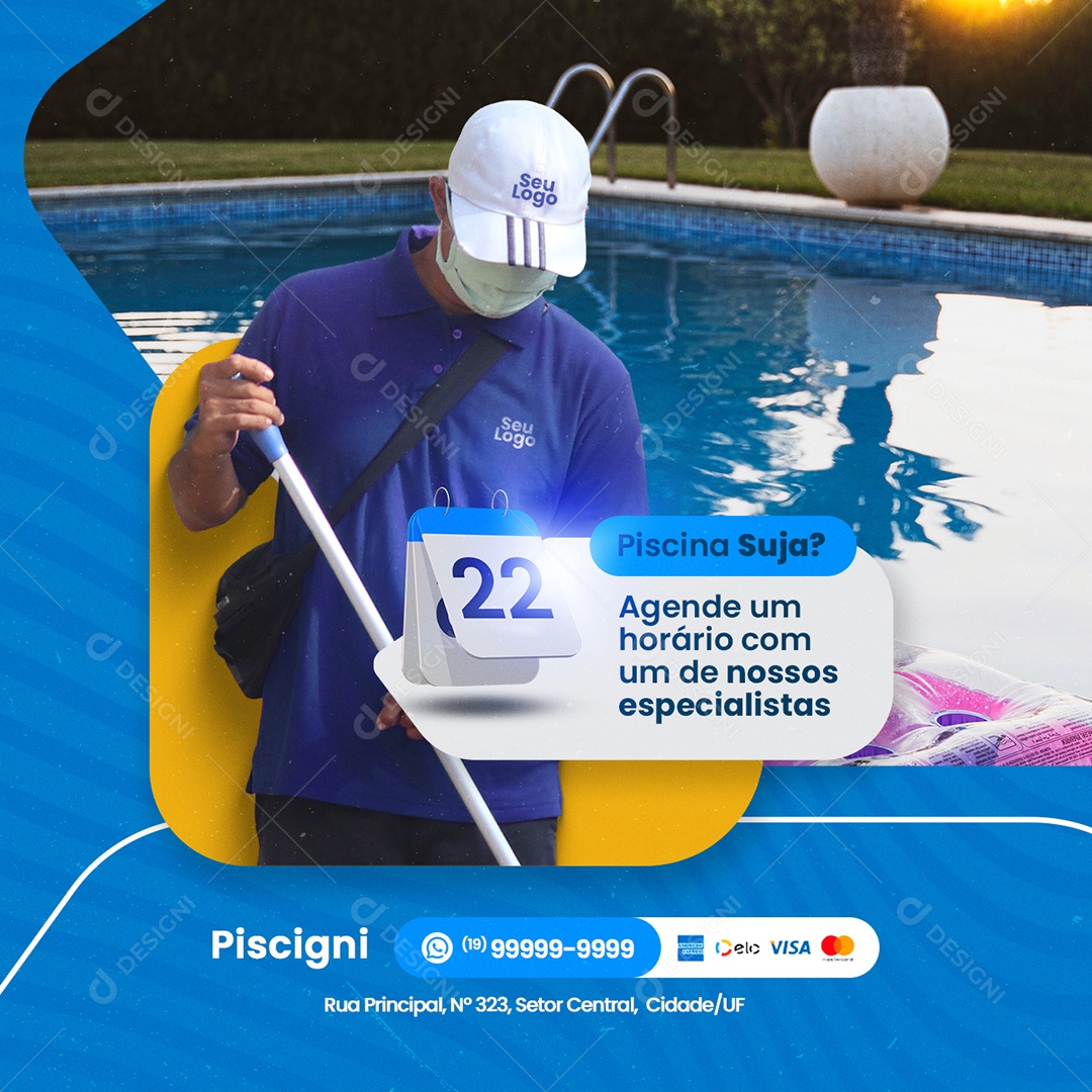 Piscina Suja Agende um Horário Social Media PSD Editável