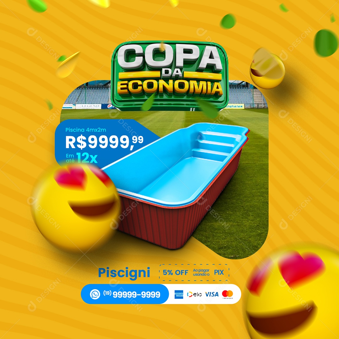 Copa da Economia Piscina 4mx2m Social Media PSD Editável