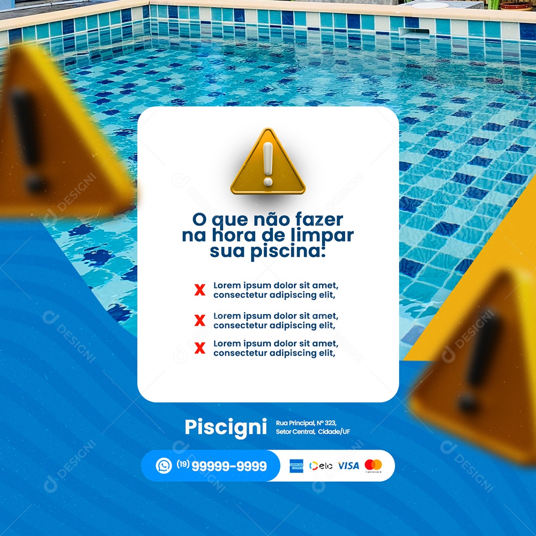 O Que Não Fazer na Hora de Limpar Sua Piscina Social Media PSD Editável