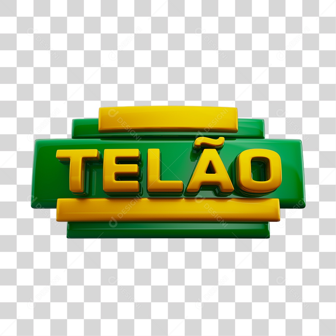 Selo 3D Screen Green and Yellow Colors Transparent PNG