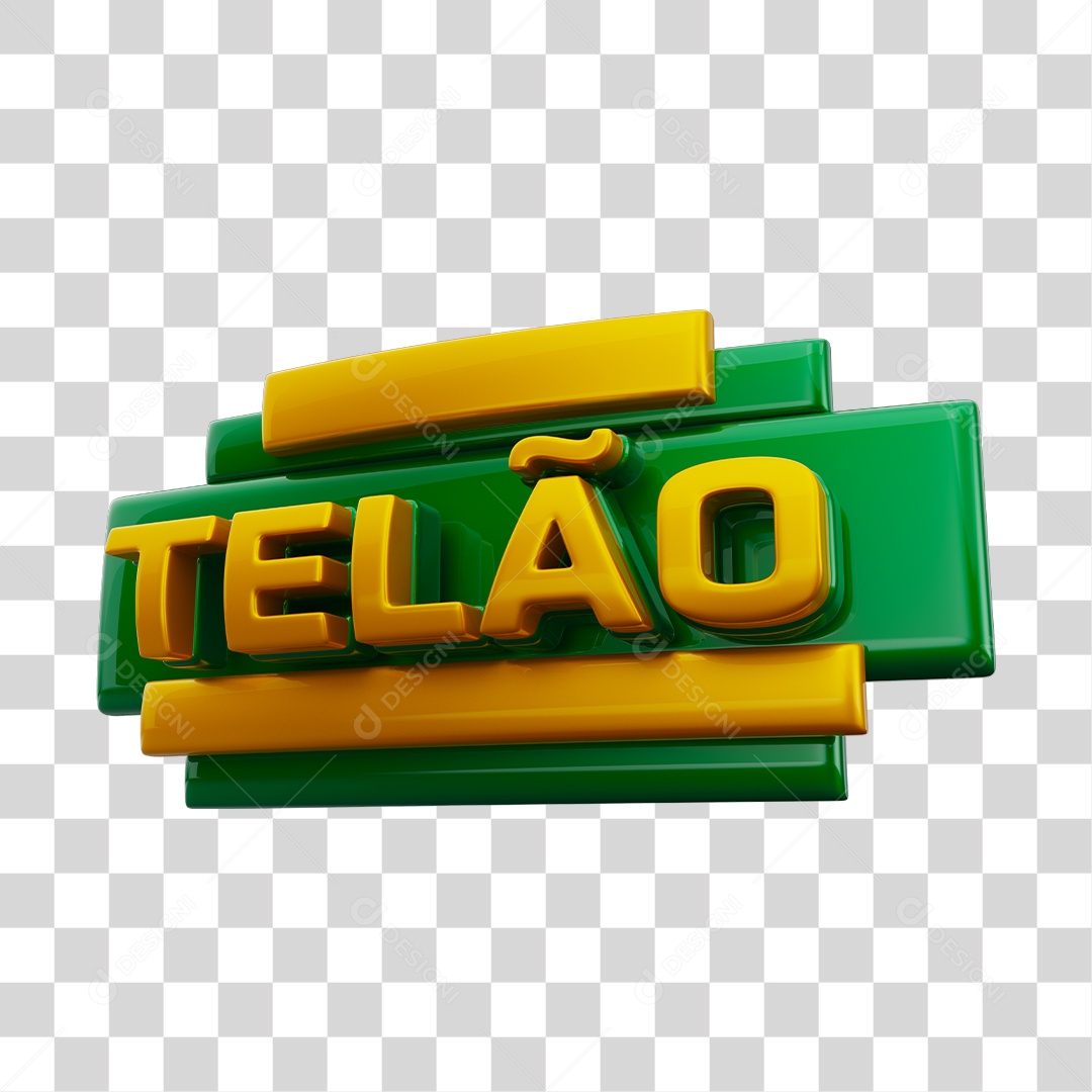 Selo 3D Telão Cores Verde e Amarelo PNG Transparente