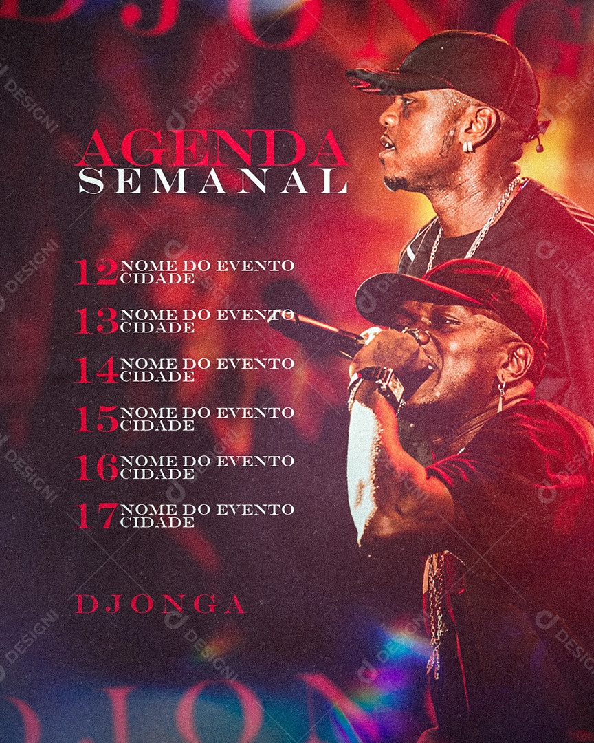 Agenda Semanal Djonga Flyer Social Media PSD Editável [download] Designi