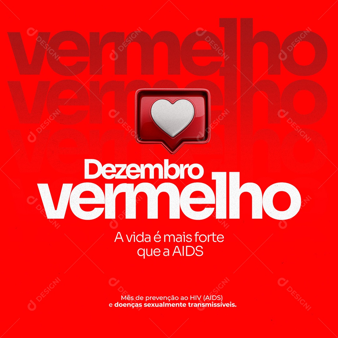 A Vida é Mais Forte Que a AIDS Dezembro Vermelho Social Media PSD Editável