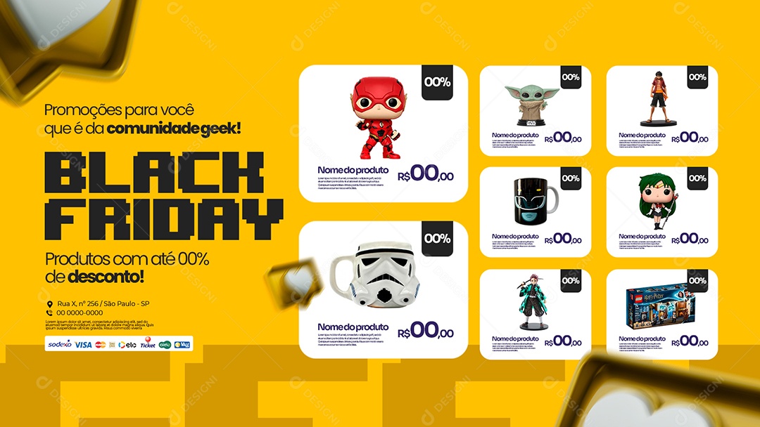 Anúncio de Mercado Black Friday Supermercado PSD Editável