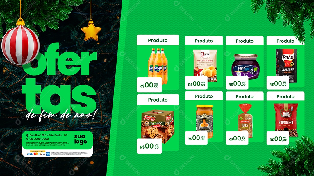 Anúncio de Mercado Natal Supermercado PSD Editável