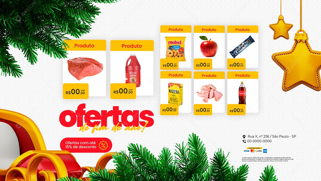 Anúncio de Mercado Produtos Supermercado PSD Editável