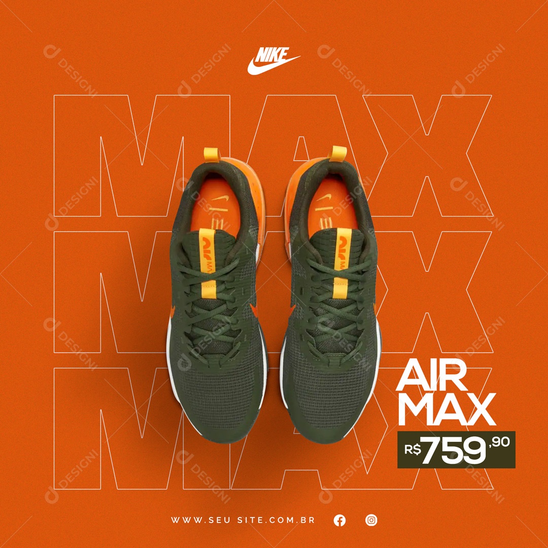 Nike Air Max Loja de Tênis Social Media PSD Editável