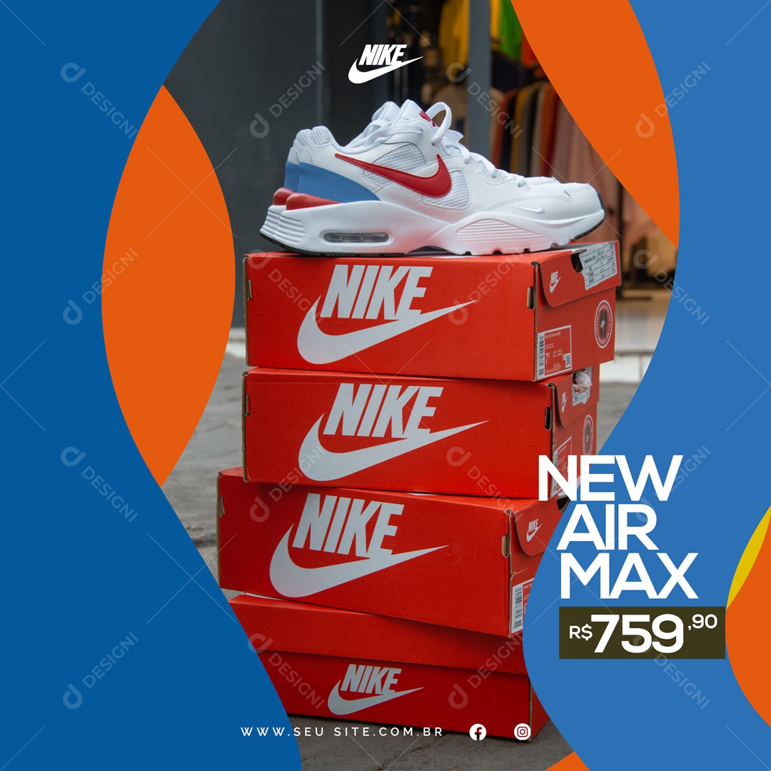 Nike New Air Max Loja de Tênis Social Media PSD Editável