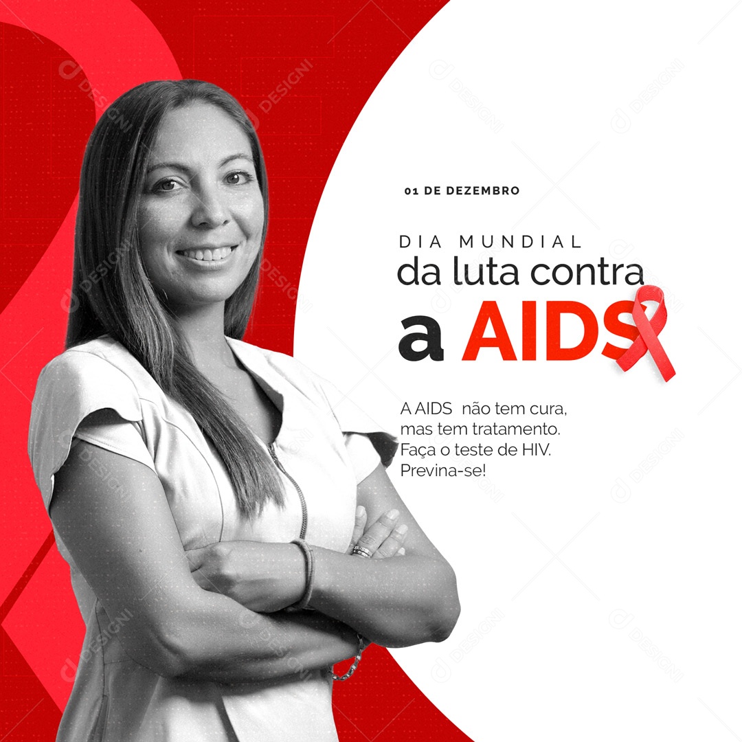 Dia Mundial da Luta Contra a AIDS Dezembro Vermelho Social Media PSD Editável