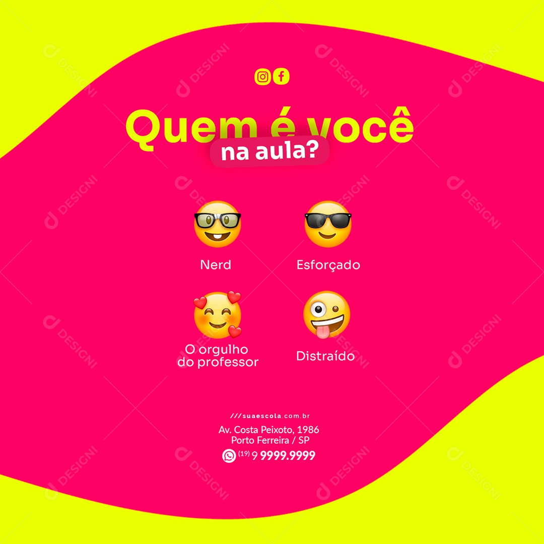 Quem é Você na Aula Escola Infantil Social Media PSD Editável