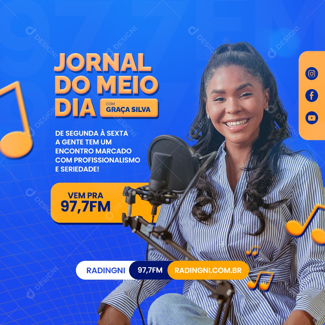 Jornal do Meio Dia com Graça Silva Rádio Social Media PSD Editável