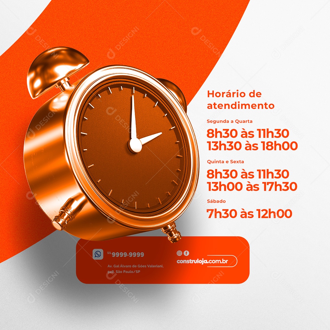 Opening Hours Construction Materials Social Media Editable PSD