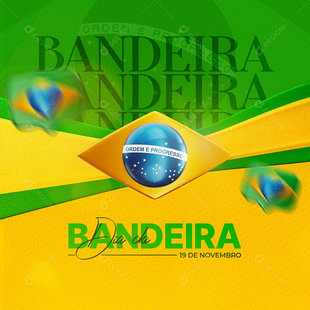 Social Media Dia Bandeira 19 de Novembro PSD Editável