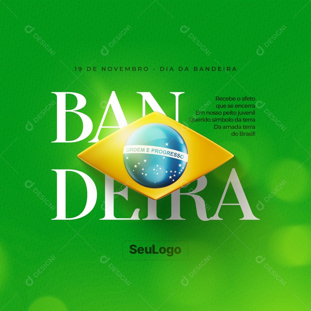 Social Media Dia Bandeira 19 de Novembro Receba o Afeto PSD Editável