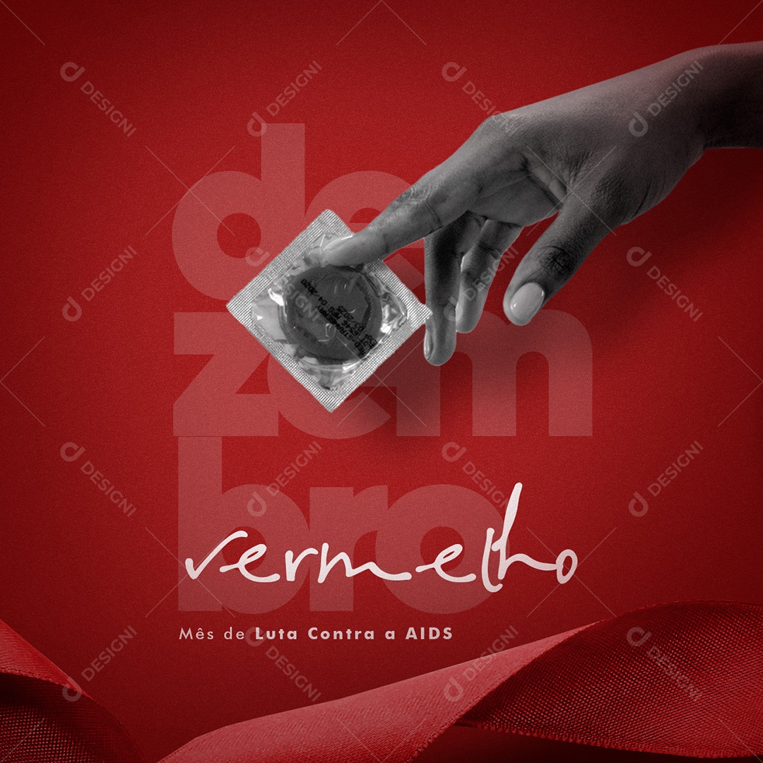 Red December AIDS Fight Social Media Editable PSD