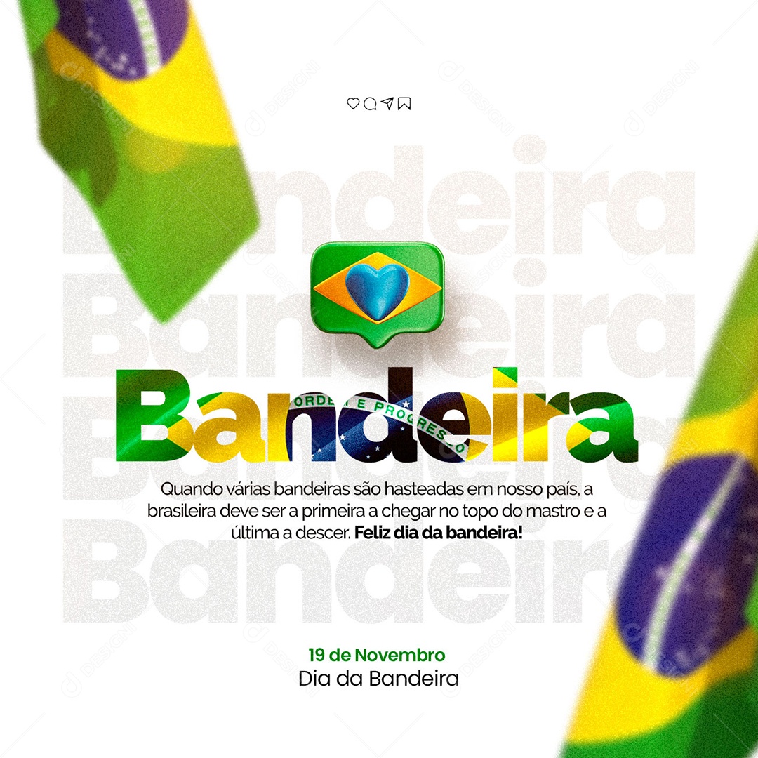 Feliz Dia Da Bandeira 19 de Novembro Social Media PSD Editável