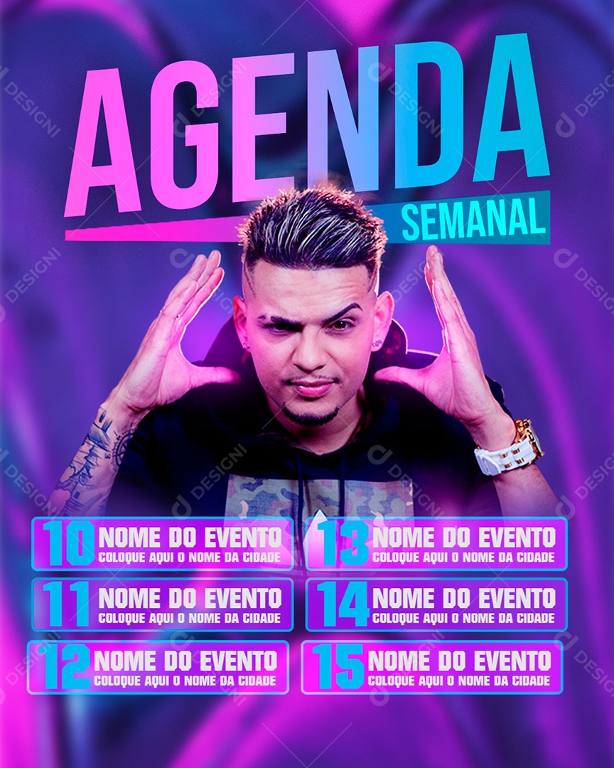 Social Media Flyer Weekly Agenda Editable PSD