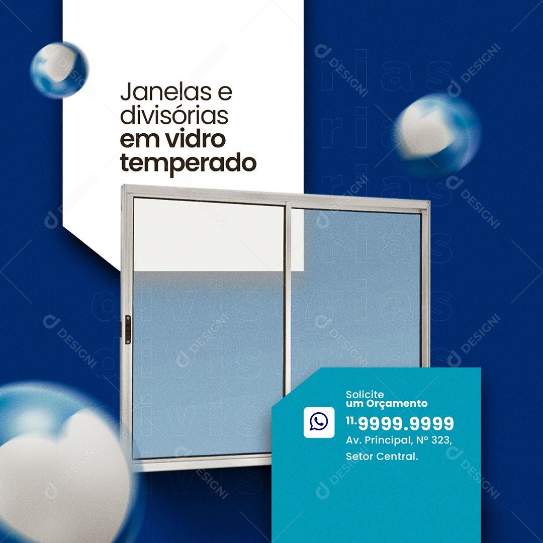 Tempered Glass Windows and Partitions Glassware Social Media Editable PSD