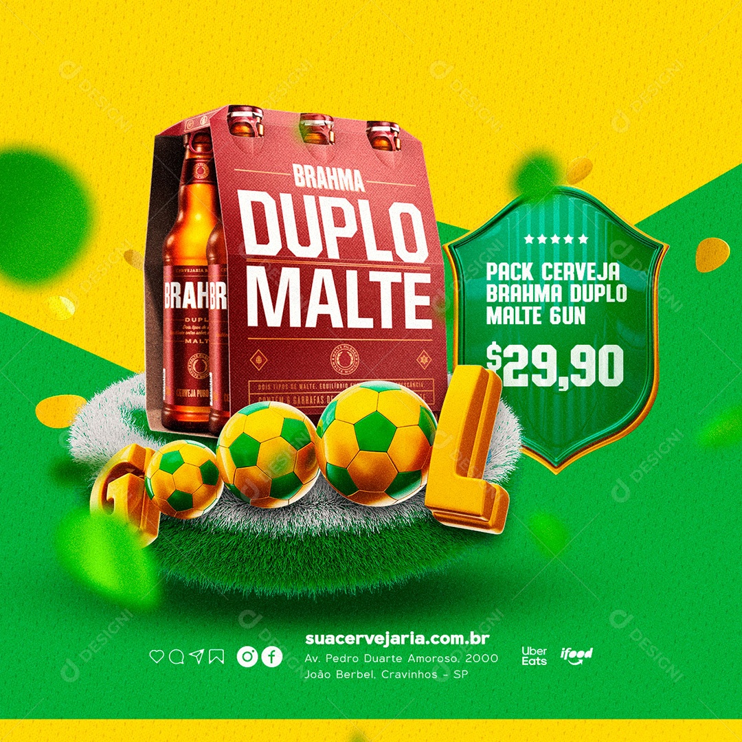 Social Media Cervejaria Pack Brahma Duplo Malte PSD Editável