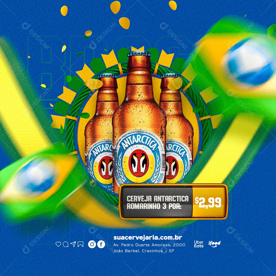 Cerveja Antarctica Romarinho 3 Por 2,99 Cervejaria Social Media PSD Editável