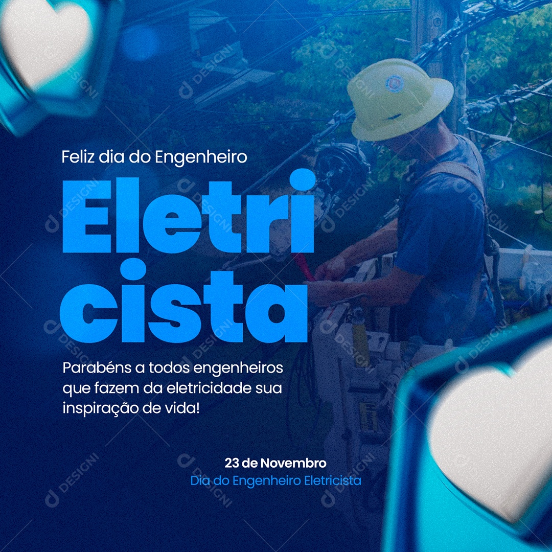 Feliz Dia do Engenheiro Eletricista 23 de Novembro Social Media PSD Editável