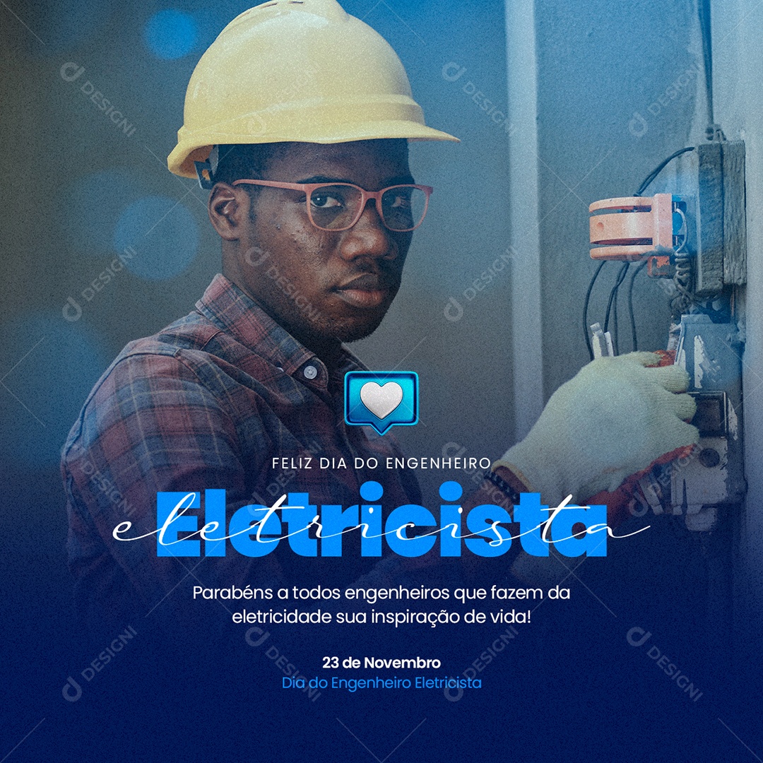 Feliz Dia do Engenheiro Eletricista 23 de Novembro Social Media PSD Editável