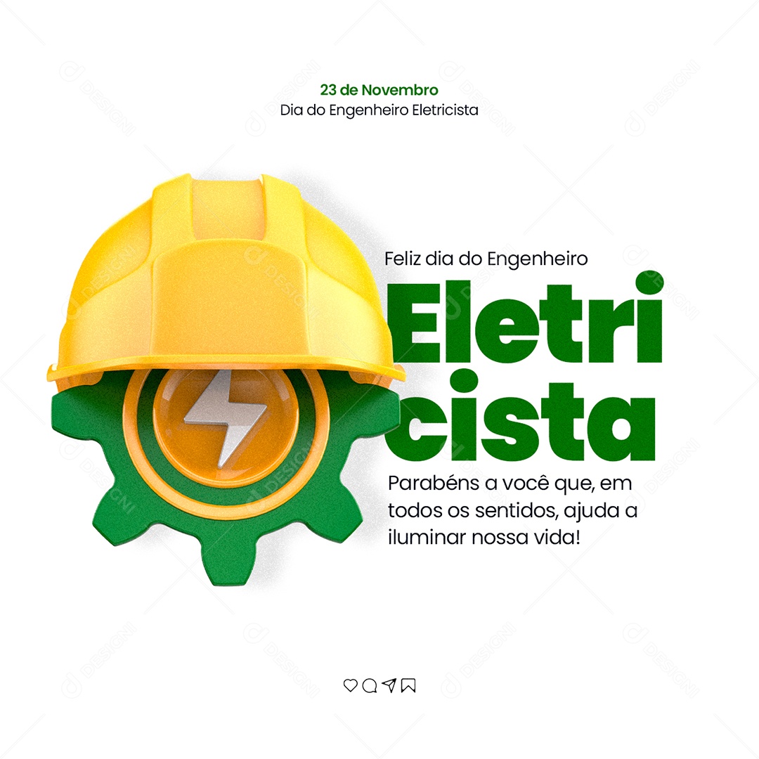 Feliz Dia do Engenheiro Eletricista 23 de Novembro Social Media PSD Editável