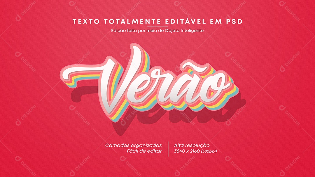 Efeito de Texto 3D Verão PSD Editável