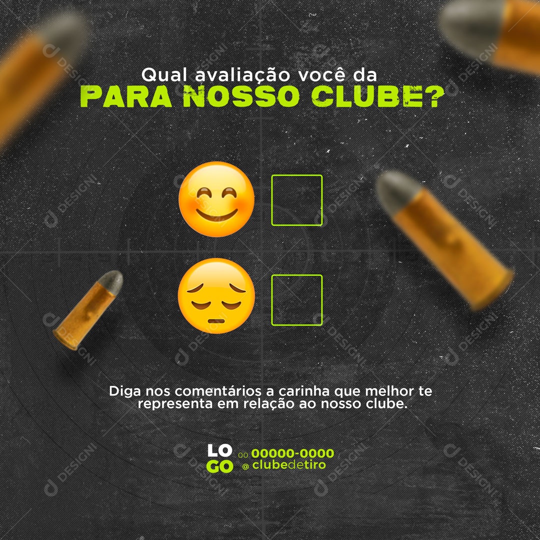 Qual Avaliação Você da Para Nosso Clube de Tiro? Social Media PSD Editável