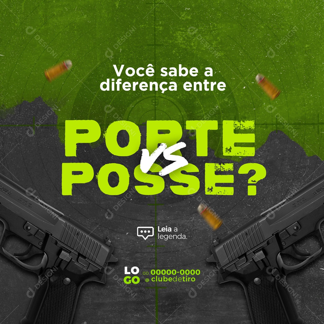 Você Sabe a Diferença entre Porte e Posse? Clube de Tiro Social Media PSD Editável