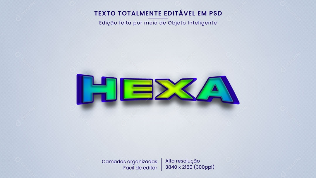 Efeito de Texto 3D Hexa PSD Editável