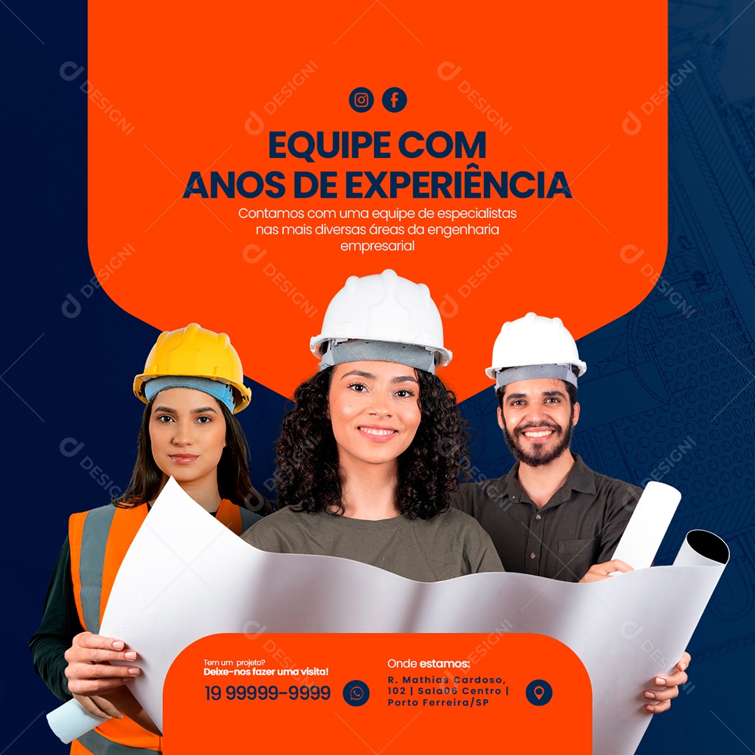 Equipe Com Anos De Experiência Engenharia Social Media PSD Editável ...