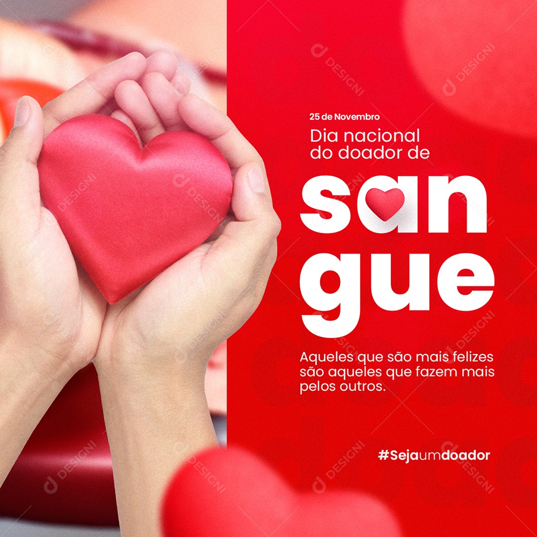 Dia Nacional do Doador de Sangue 25 de Novembro Social Media PSD Editável