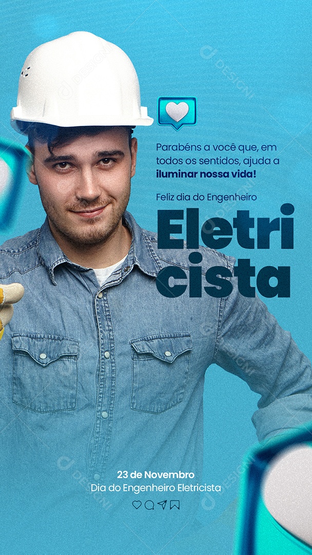 Story Parabéns a Você Dia do Engenheiro Eletricista Social Media PSD Editável