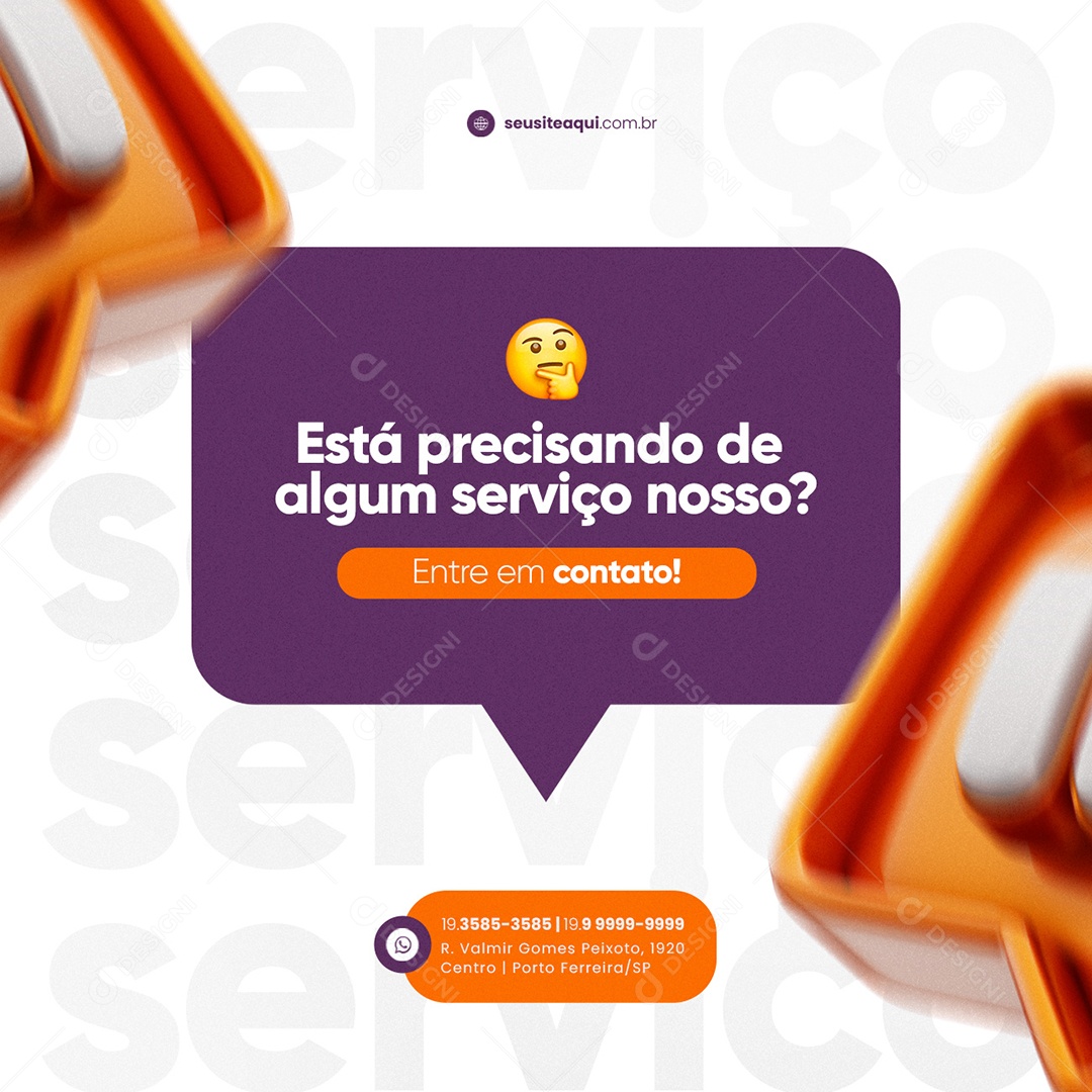 Está Precisando de Algum Serviço Nosso Serviços Gerais Social Media PSD Editável