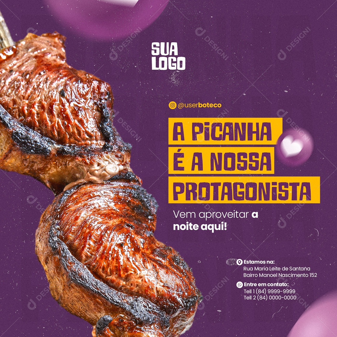 A Picanha é a Nossa Protagonista Boteco Social Media PSD Editável