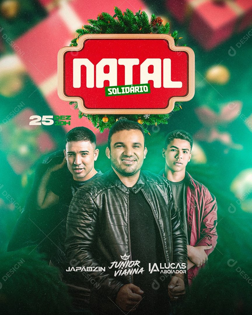 Flyer Natal Solidário Cantores Sertanejos Social Media PSD Editável