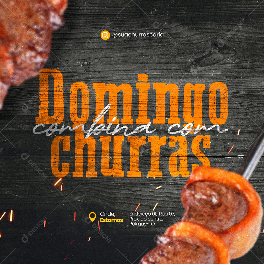 Domingo Combina com Churras Churrascaria Social Media PSD Editável