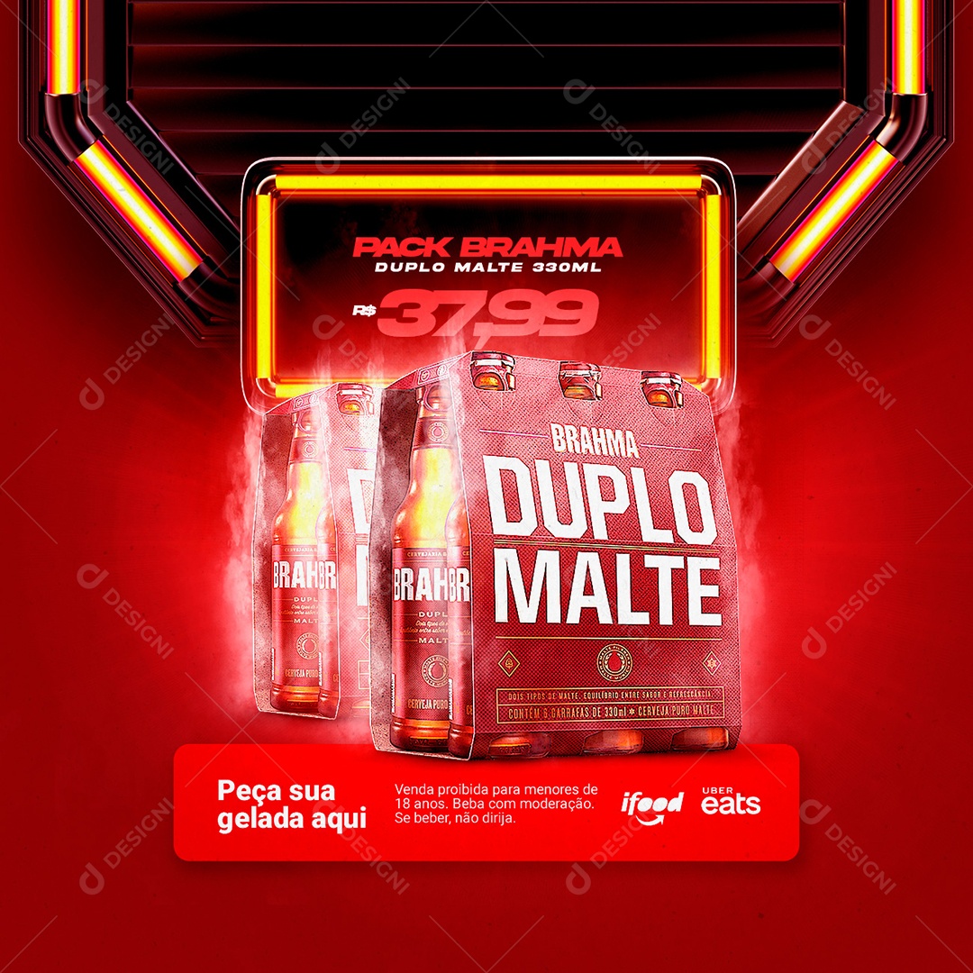 Pack Brahma Duplo Malte 37,99 Cervejaria Social Media PSD Editável