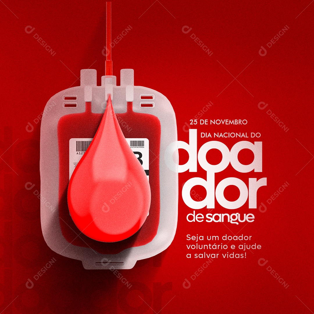 Seja um Doador Voluntário 23 de Novembro Dia Do Doador De Sangue Social Media PSD Editável