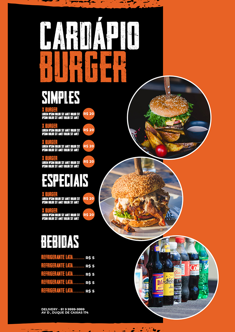 Modelo de Cardápio Burger PSD Editável