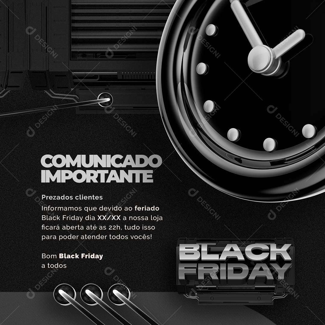 Comunicado Feriado Black Friday Concessionária Social Media PSD Editável