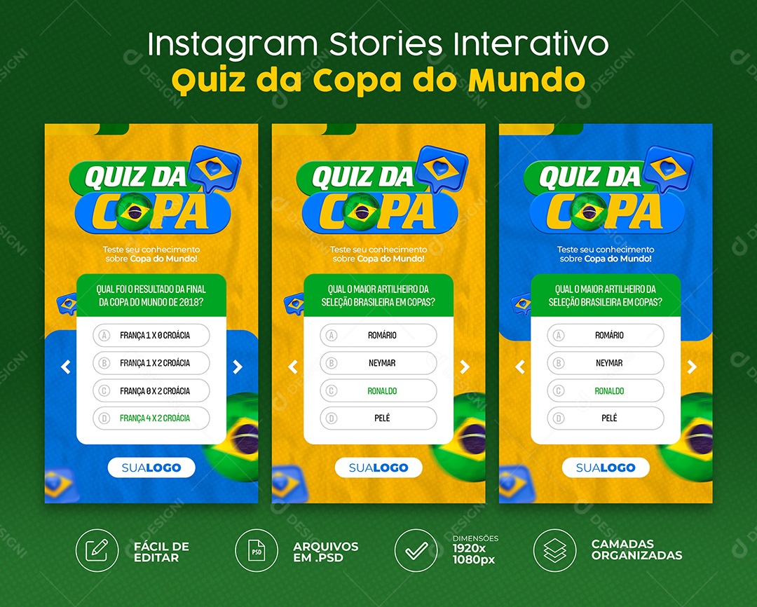 Story Quiz da Copa Social Media PSD Editável [download] - Designi