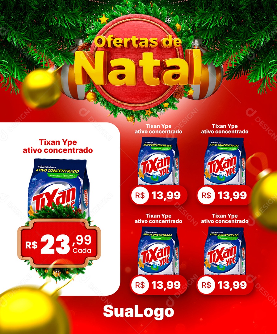 Encarte de Supermercado Ofertas de Natal Social Media PSD Editável