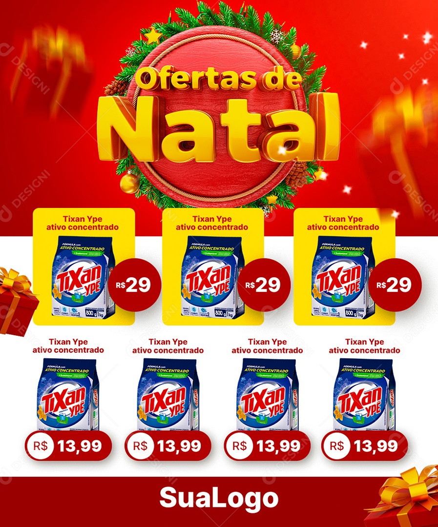 Oferta de Natal Encarte Supermercado Social Media PSD Editável