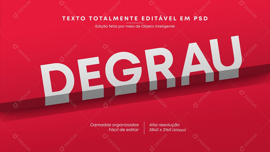 Efeito de Texto 3D Degrau PSD Editável